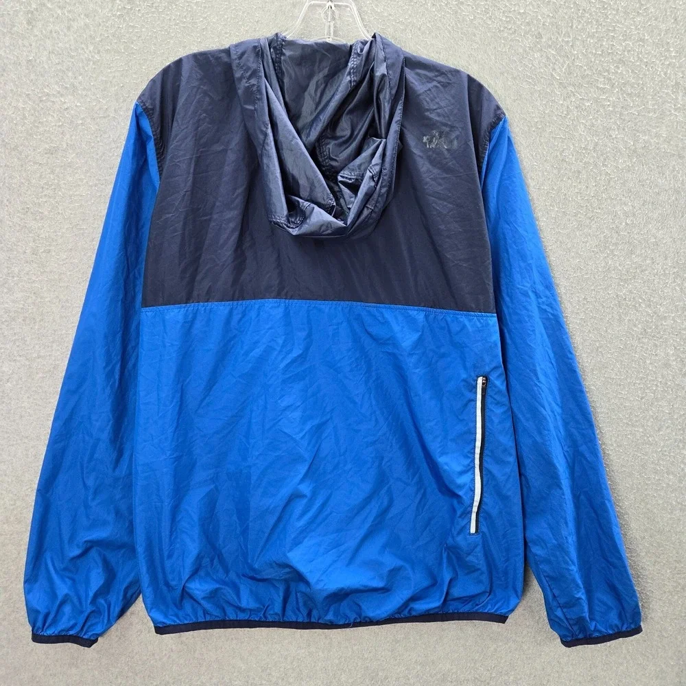 The North Face Men Jacket Medium Blue‎ Colorblock Windbreaker Full Zip Hooded